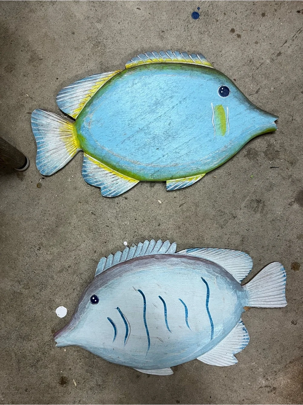 Decorative Wooden Fish Wall Art - Blue and Light Blue
